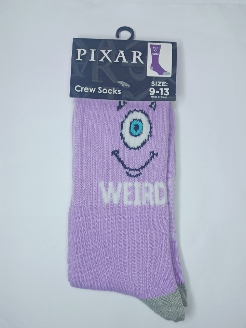 Pixar "Stay Weird" Lavender Crew Socks